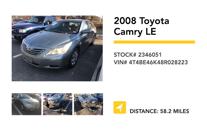 Recently Remarketed 2008 Toyota Camry LE
