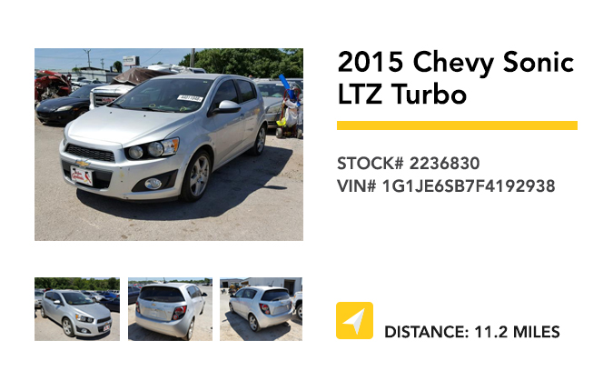 Recently Remarketed 2015 Chevy Sonic