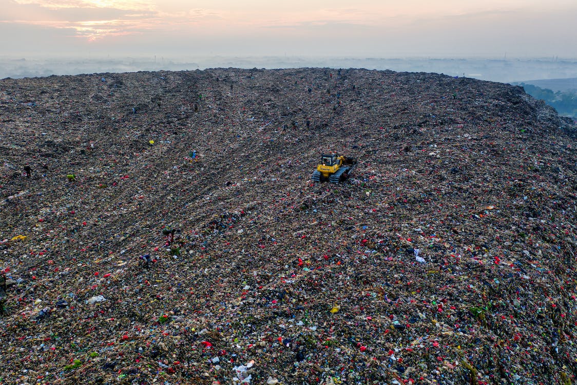 aerial shot of landfill